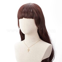 Колье с плетеным крестом из натурального зеленого авантюрина и жемчуга&nbsp;NJEW-JN03920-02