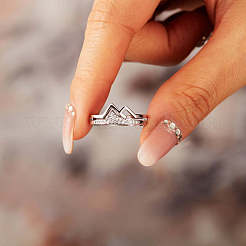 Модные регулируемые кольца для пальцев из стерлингового серебра с кубическим цирконием&nbsp;FS-WG3B4E0-01