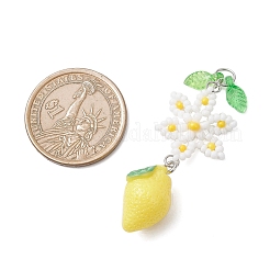 Лимон из стеклянных бусинок с большими цветочными подвесками&nbsp;PALLOY-MZ01077