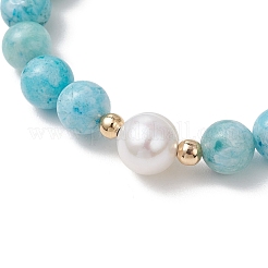 Эластичные браслеты из натурального гемиморфита и культивированного пресноводного жемчуга с круглыми бусинами для женщин&nbsp;BJEW-JB13321-03