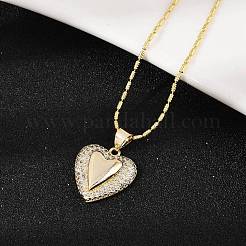 Ожерелья с подвесками в форме сердца из латуни с прозрачным фианитом и прозрачным фианитом&nbsp;NJEW-Q040-02G