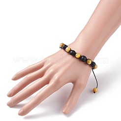 Набор плетеных браслетов из круглых каменных бусин&nbsp;BJEW-JB07260-03