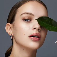 3 пара двухцветных серег-колец с цветочным узором из латуни&nbsp;EJEW-FI0003-07