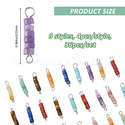 36 шт. 9 стиля подвески-соединители из натуральных смешанных драгоценных камней heishi&nbsp;PALLOY-FH00063