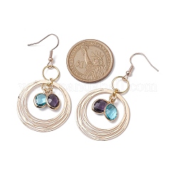 Стеклянные овальные серьги с подвесками&nbsp;EJEW-JE05724