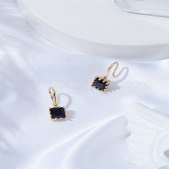 2 шт. квадратные серьги-подвески из латуни с кубическим цирконием&nbsp;EJEW-LP0007-019G-02