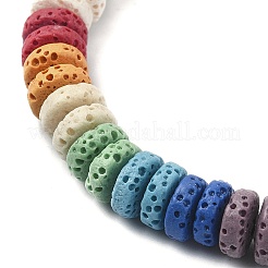 Эластичные браслеты из окрашенного натурального лавового камня и бисера&nbsp;BJEW-TA00342-02