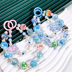 30 шт. гальванические непрозрачные полосатые европейские бусины из смолы&nbsp;RESI-CJ0003-10