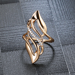 Женские кольца на палец из латуни с микропаве и кубическим цирконием&nbsp;FS-WG8E89E-02