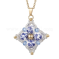 Кулон в виде звезды из фарфора с цветочным принтом&nbsp;NJEW-MZ00143