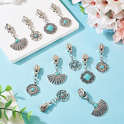 16 шт. 4 стиля сплава с синтетическими бирюзовыми застежками-молниями&nbsp;HJEW-TAC0098