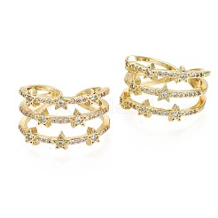 Латунные кольца из манжеты с прозрачным цирконием&nbsp;X-RJEW-S044-084-NF