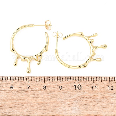 Серьги-гвоздики из латуни с покрытием из плавящейся латуни&nbsp;EJEW-F294-05G-1