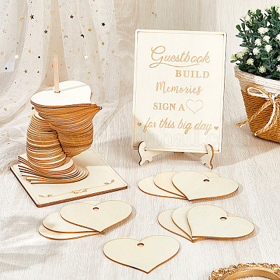 Деревянная персонализированная гостевая книга свадебная книга сообщений&nbsp;DJEW-WH20003-10-1