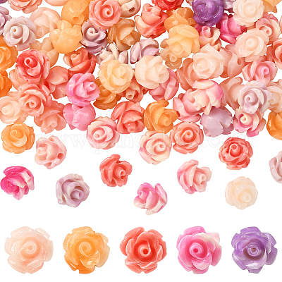 100 шт. 5-х цветные резные бусины из синтетического коралла&nbsp;CORA-SP0001-13-1