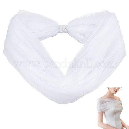 Нейлоновая свадебная шаль из сетки&nbsp;AJEW-WH0816-380B-1