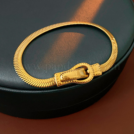 Браслеты из нержавеющей стали в виде змеи для женщин BJEW-H203-02G-1