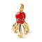 Brass Enamel Pendants, Golden, Octopus, 19x12.5mm, Hole: 5x3mm