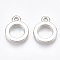 CCB Plastic Pendants, Ring, Platinum, 17x13.5x2.5mm, Hole: 1.5mm, about 2050pcs/500g
