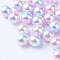 Rainbow Acrylic Imitation Pearl Beads, Gradient Mermaid Pearl Beads, No Hole, Round, Pink, 5mm