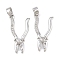 Brass Micro Pave Clear Cubic Zirconia Pendants, Plier Charms, Platinum, 23.5x11.5x2.5mm, Hole: 4.5x3mm