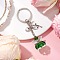 Glass & Tibetan Style Alloy Keychain, with Iron Split Key Rings, Flower Angel, Green, 85mm
