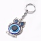 Alloy Keychain, with Resin, Owl, Antique Silver & Platinum, Blue, 115.5mm, Owl: 55.5x38.5x7mm