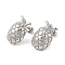 Non-Tarnish Pineapple 304 Stainless Steel Stud Earrings for Women, Stainless Steel Color, 20x13mm