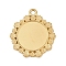 304 Stainless Steel Pendant Cabochon Settings, Flower, Real 18K Gold Plated, Tray: 20.5mm, 35x31.5x2.5mm, Hole: 2.5mm