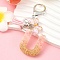 Resin & Acrylic & Faux Suede Tassel Keychain, with Alloy Clasp and Iron Rings, Letter U, 9.5cm