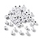 Opaque Acrylic Beads, Square with Letter, Silver Metal Enlaced, Letter O, 5x5x5mm, Hole: 2mm, about 5000ocs