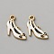 10Pcs Alloy Enamel Pendants, Golden, High-heeled Shoes, White, 21x17x1.5mm, Hole: 2mm