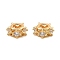 Brass Micro Pave Cubic Zirconia Beads, Flat Round, Real 18K Gold Plated, 8x3.5mm, Hole: 2.5mm