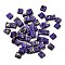 2-Hole Opaque Glass Seed Beads, Antique Style, Square, Purple, 5x5x2mm, Hole: 0.8mm