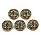 Polymer Clay Handmade Indonesia Beads, with Brass Findings, Flat Round, Golden, Colorful, 28~30x8mm, Hole: 2mm