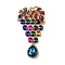 Retro Alloy Rhinestone Brooch, Exquisite Lapel Pin for Women, Grape, Colorful, 84x45mm