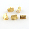 304 Stainless Steel Ribbon Crimp Ends, Golden, 10x20mm, Hole: 3mm
