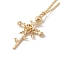 304 Stainless Steel Cross with Flower Pendant Necklaces for Women, Golden, 17.40 inch(44.2cm),