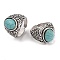 Oval Synthetic Turquoise Cuff Rings, Alloy Wide Band Open Rings for Women, Cadmium Free & Lead Free, Antique Silver, 19.5mm, Inner Diameter: Adjustable