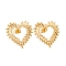 Ion Plating(IP) 304 Stainless Steel Stud Earrings for Women, Hollow Heart, Real 18K Gold Plated, 25x24mm