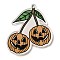Halloween Theme Opaque Acrylic Pendants, Pumpkin Charms, 32x34x2.5mm, Hole: 1.6mm