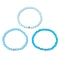 3Pcs Faceted Imitation Jade & Opaque Glass Rondelle Beaded Stretch Bracelets for Women, Deep Sky Blue, Inner Diameter: 2 inch(5cm)