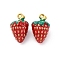 304 Stainless Steel Enamel Pendants, Ion Plating(IP), Real 18K Gold Plated, Strawberry, Red, 17x11.5x11.5mm, Hole: 1.2mm