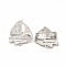 Clear Cubic Zirconia Sailboat Brooch Pin, Brass Badge for Backpack Clothes, Platinum, 24.5x21x7mm, Hole: 1.4mm