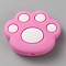 Cat Paw Print Food Grade Eco-Friendly Silicone Focal Beads, Hot Pink, 23.5x28x8.5mm, Hole: 2mm