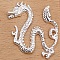 Alloy Cabochons, Dragon, Silver, 48x32mm