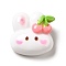 Opaque Resin Cabochons, Rabbit, White, Cherry Pattern, 18.5x18x9mm