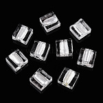Бусины ручной работы бусины серебряной фольгой, квадратный, белые, 12x12x6 мм