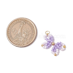 8 шт. двухцветные подвески-бантики из стеклянного бисера&nbsp;PALLOY-CJ00137