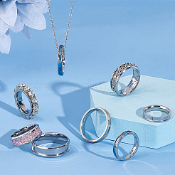 24 шт. 24 стиля оправ для колец из нержавеющей стали 201 и 304 с канавками&nbsp;STAS-UN0044-15